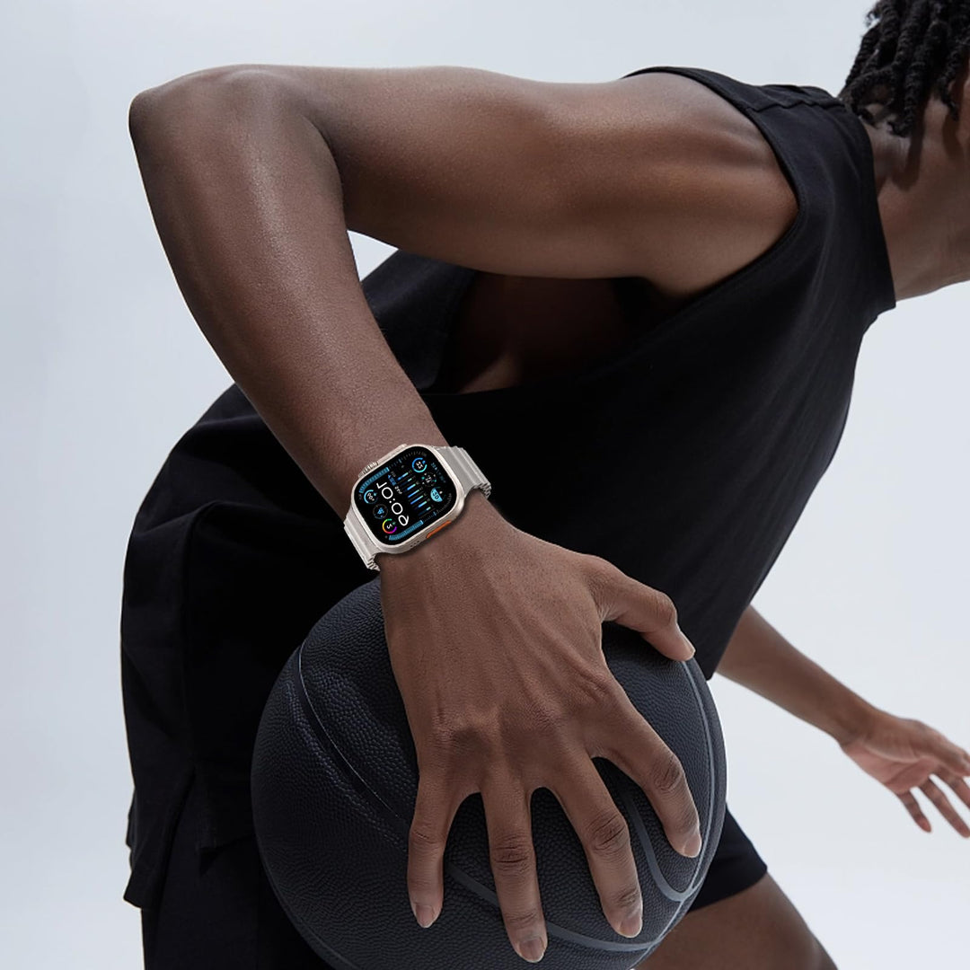 Ocean Silicone Sport Band - Compatible with Apple Watch Ultra 2/Ultra Band 49mm 46mm 45mm 44mm Men Women, Breathable Soft Waterproof Strap for iWatch Ultra 2, iWatch Ultra Series 10 SE/9/8/7/6/5