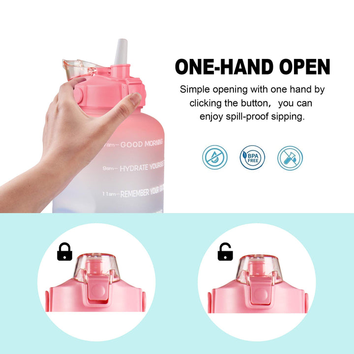 128oz Leak-Proof Gallon Water Bottle with Removable Straw & Handle, BPA Free Drinking Large Water Jug for Fitness, Camping Sports Workouts Gym and Outdoor Activity (Pink/Green Gradient)