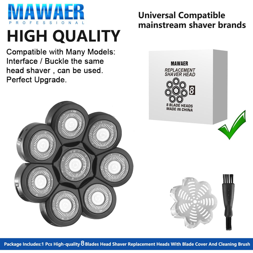 Upgrade 8 Heads Head Shaver Replacement Blades Compatible with Freedom Series Head Shaver and Most Mainstream Brands