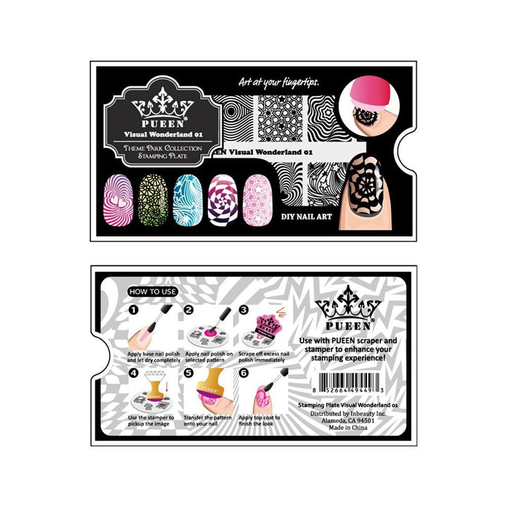 Nail Art Stamping Plate - Visual Wonderland 01 - Theme Park Collection 125x65mm Unique Nailart Polish Stamping Manicure Image Plates Accessories Kit - BH000714