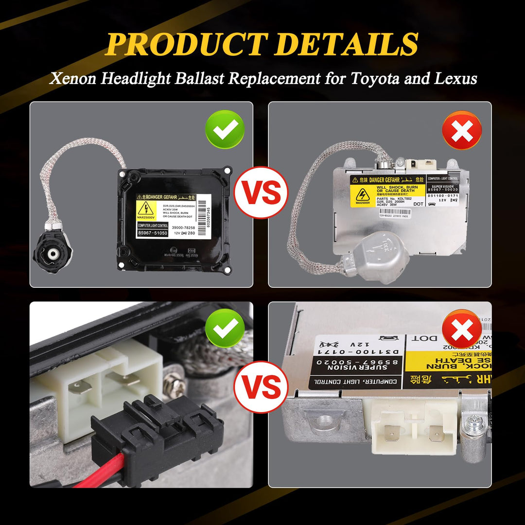 Xenon HID Headlight Ballast Control Unit with Igniter Replacement for Lexus Toyota - IS250 RX350 ES350 GS350 GS430 GS450h Prius Avalon Solara Venza - Replaces KDLT003 DDLT003 85967-52020 85967-53040