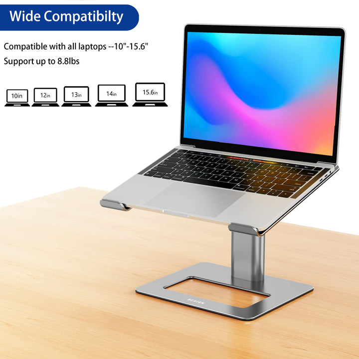 Aluminum Laptop Stand, Ergonomic Adjustable Notebook Stand, Riser Holder Computer Stand Compatible with MacBook Air Pro, Dell, HP, Lenovo More 10-15.6 Laptops (Gray)
