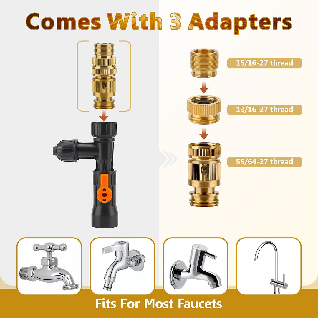 Bucket-Free Aquarium Water Change Kit Metal Faucet Connector Fish Tank Vacuum Siphon Gravel Cleaner with Long Hose 25FT Drain & Fill