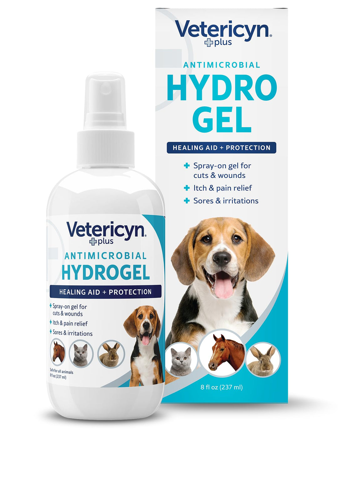 Plus Dog Wound Care Hydrogel Spray | Healing Aid and Wound Protectant, Sprayable Gel to Relieve Dog Itchy Skin, Safe for All Animals. 8 Ounces