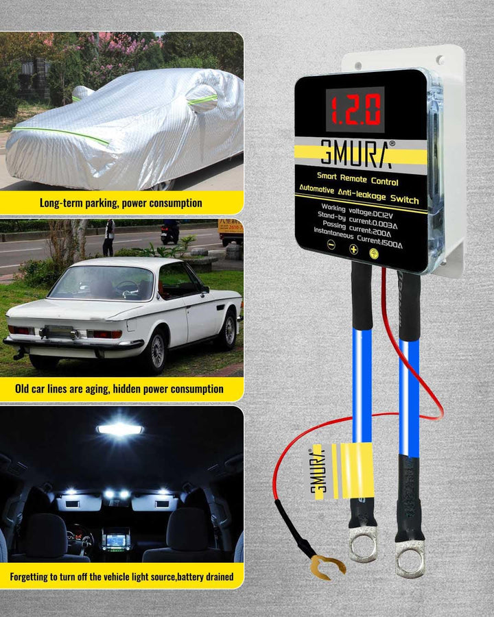 Kill Switch for Car Remote Battery Disconnect Switch 12V 200A with Led Digital Display, Automotive Wireless Remote Control Anti Theft Battery Shut Off Switch Dual Battery Kill Switch for Truck RV ATV