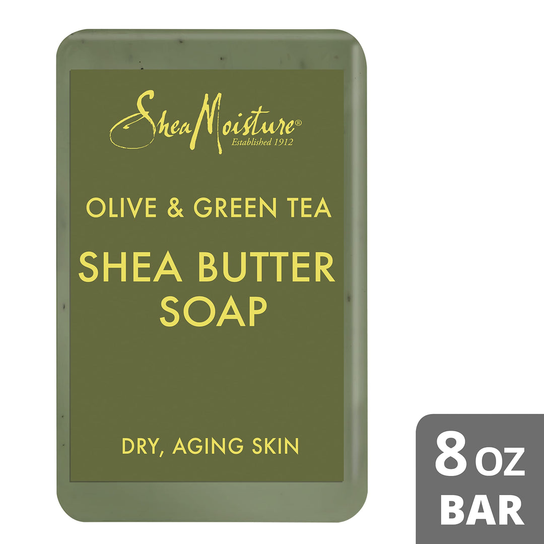 Soap, Olive & Green Tea Shea Butter Hand, Face & Body Soap 4-Pack – Natural Soap for Dry, Aging Skin, 8 Oz Ea