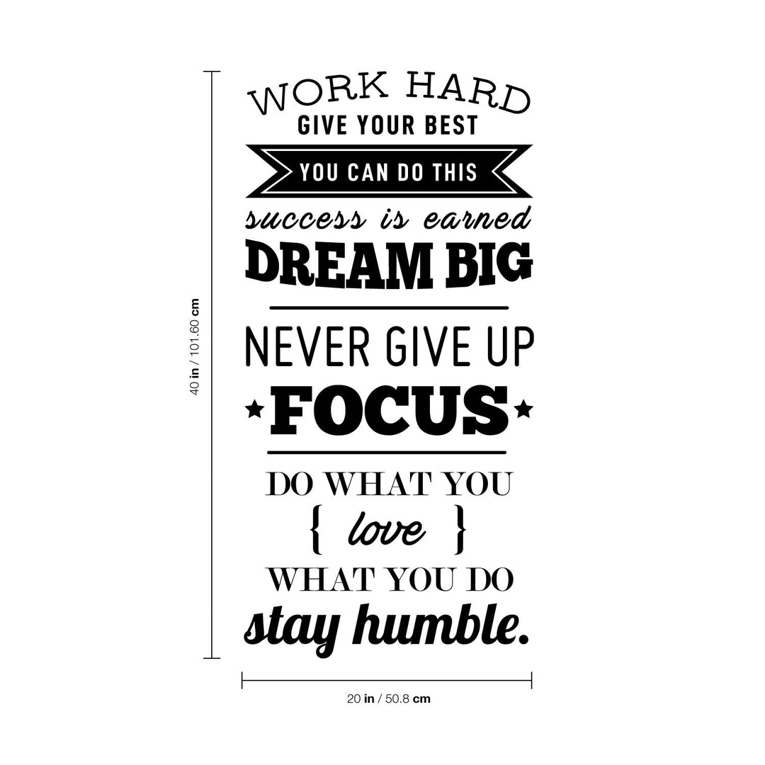 Vinyl Wall Art Decal - Work Hard Give Your Best You Can Do This - 40 x 20 - Motivational Home Living Room Office Quote - Positive Modern Bedroom Dorm Room Apartment Indoor Outdoor Wall Decor (Black)