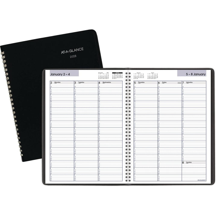 2023 Weekly Planner, DayMinder, Quarter-Hourly Appointment Book, 8 x 11, Large, Black (G52000)