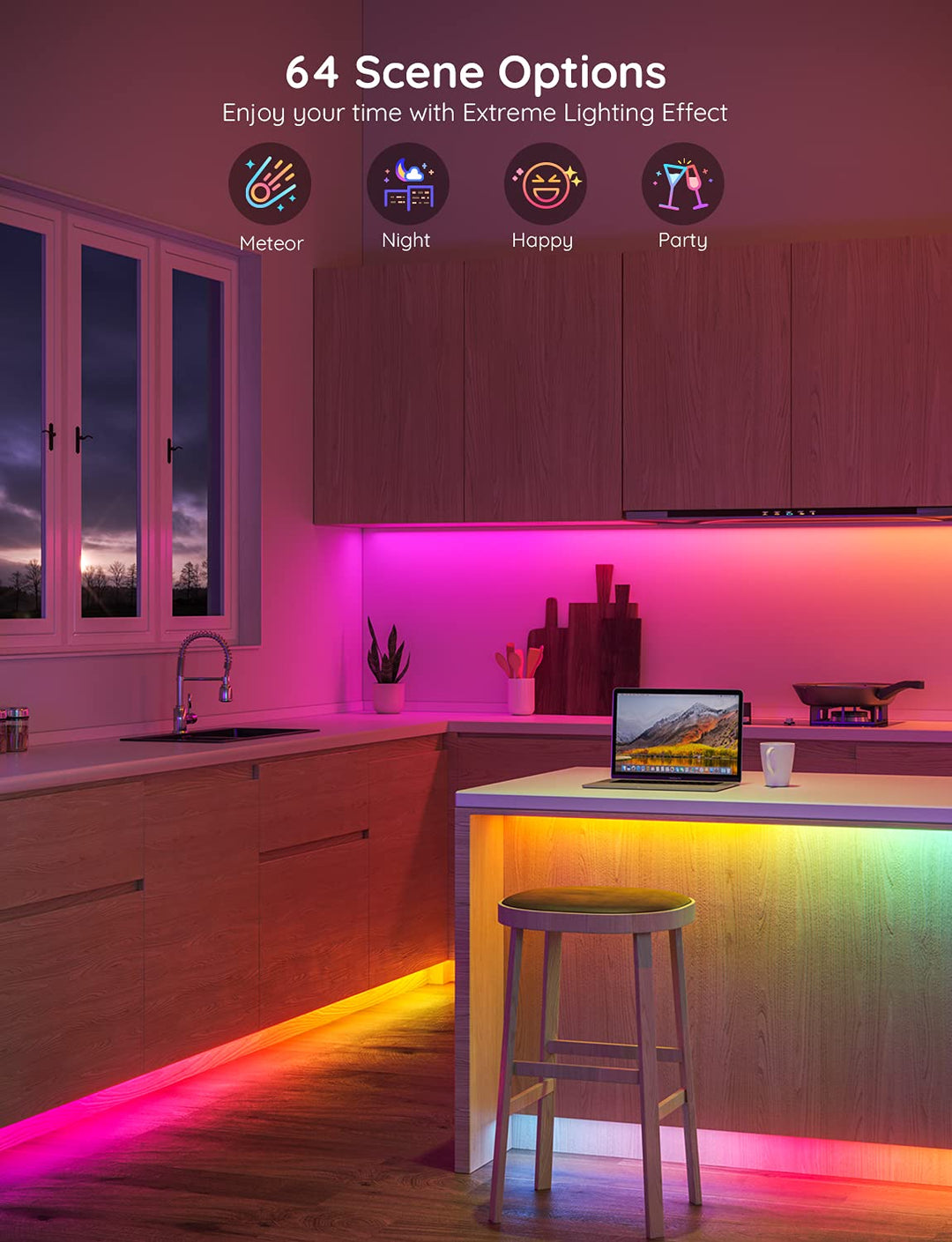 LED Strip Lights RGBIC, 16.4ft Bluetooth Color Changing LED Lights with Segmented App Control, Smart LED Strip Color Picking, Music Sync LED Lights for Bedroom, Living Room, Party