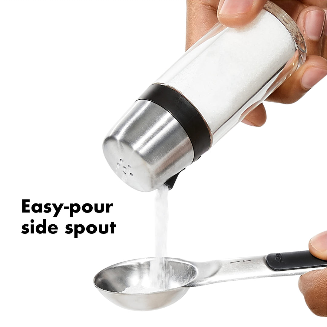 Salt and Pepper Shaker Set, Clear, Stainless Steel