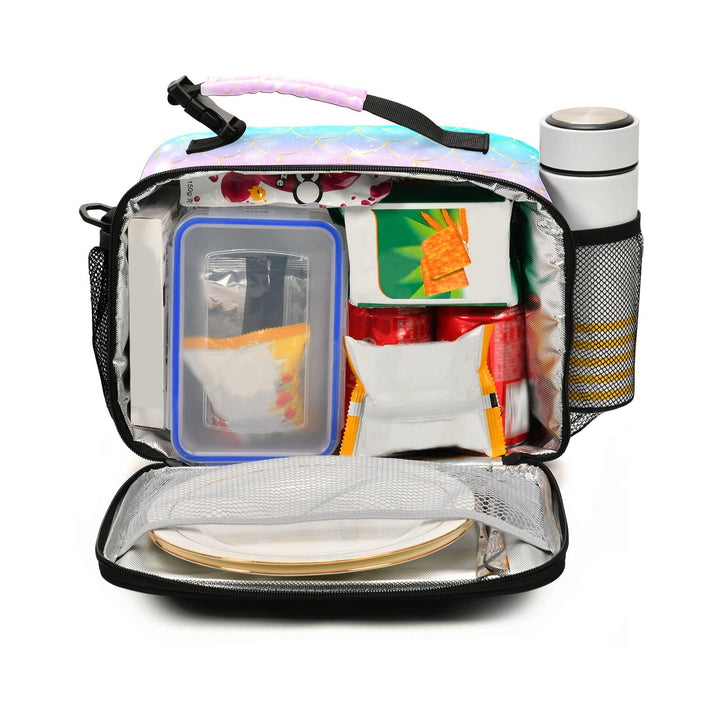 Mermaid Girls Lunch Box Insulated Lunchbox Kids Girl Lunch Bag Portable Reusable Lunch Cooler Bag with Strap