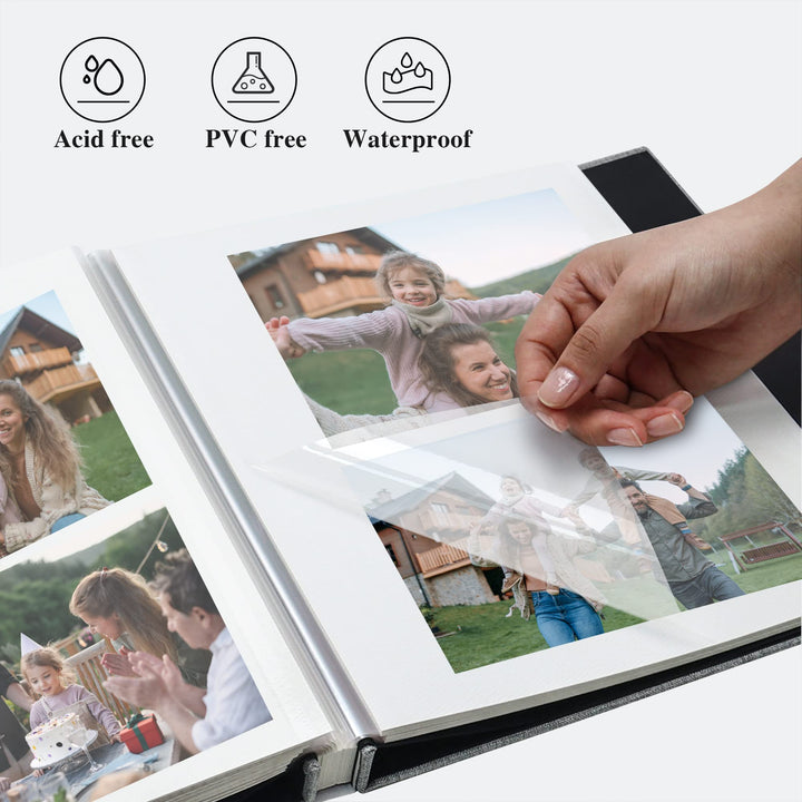 Large Photo Album Self Adhesive for 4x6 8x10 Pictures Linen Scrapbook Album DIY 40 Blank Pages with A Metallic Pen