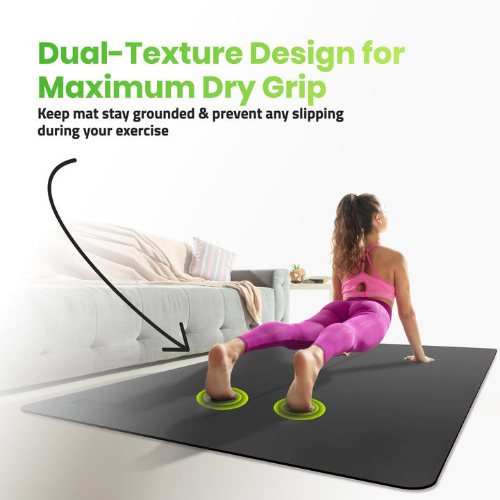 Gogokiwi Large Yoga Mat (6'x4') Extra Wide 1/4 Inch Thick Workout Mat for Home, Non Slip Fitness & Exercise Mat for Home Gym, Yoga, Pilates, Stretching, and Floor (Just Black)