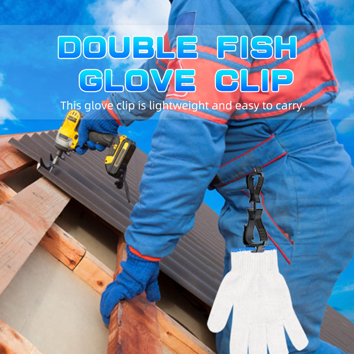 Large Black Glove Clips for Work, Carabiner Hanging, Reduces Injuries