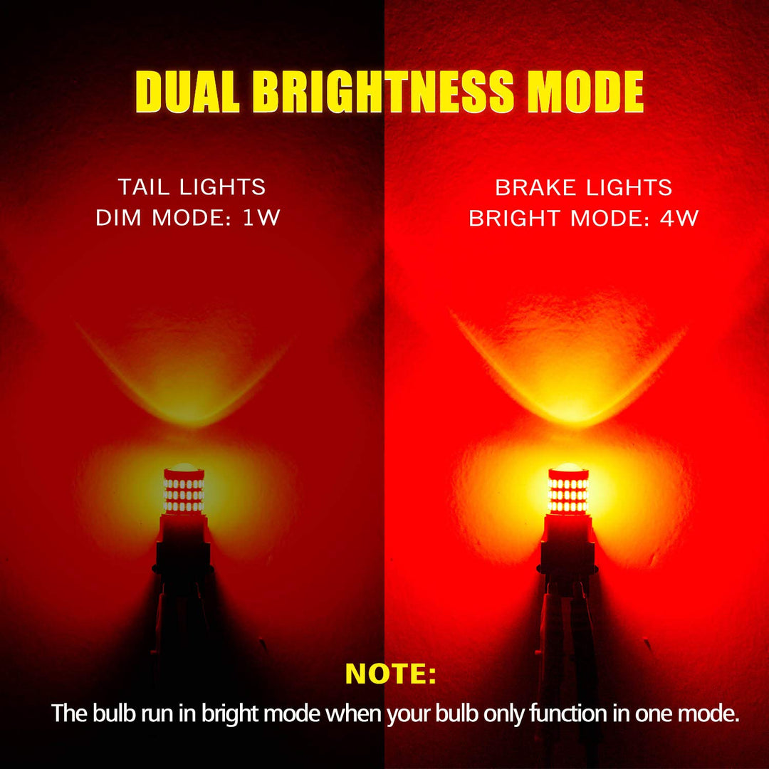 2057 1157 2357 7528 2057A 1157A BAY15D LED Strobe Bulbs Brilliant Red, Ultra Bright 57-SMD LED Replacement for Brake/Tail/Stop Lights (Pack of 2)