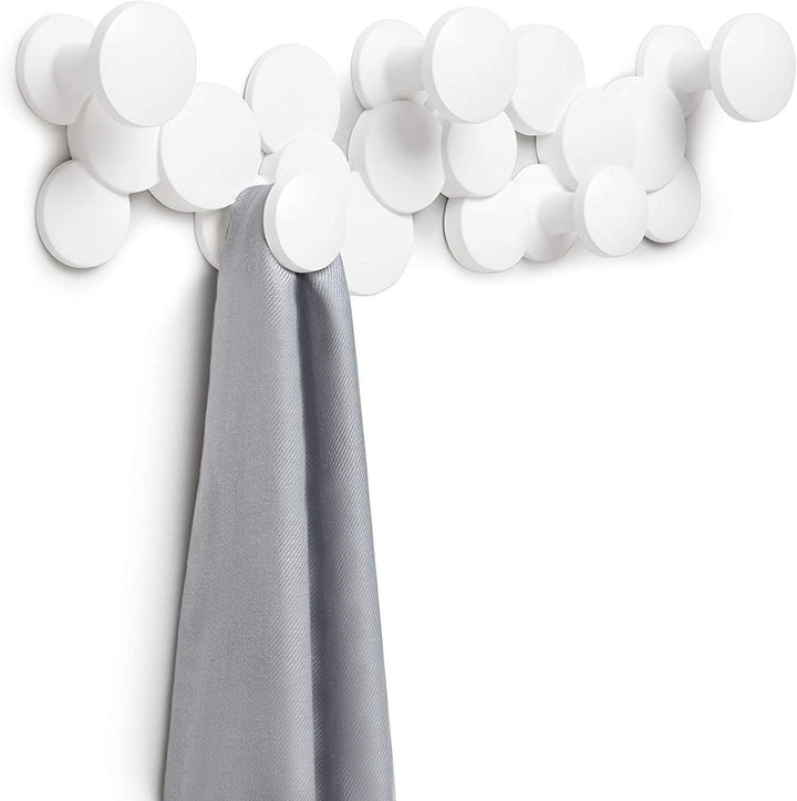 Bubble Multi Modern, Decorative, Space-Saving Coat Hanger 5 Hooks for Hanging Accessories, Etc. -Won’t Snag Clothes, White