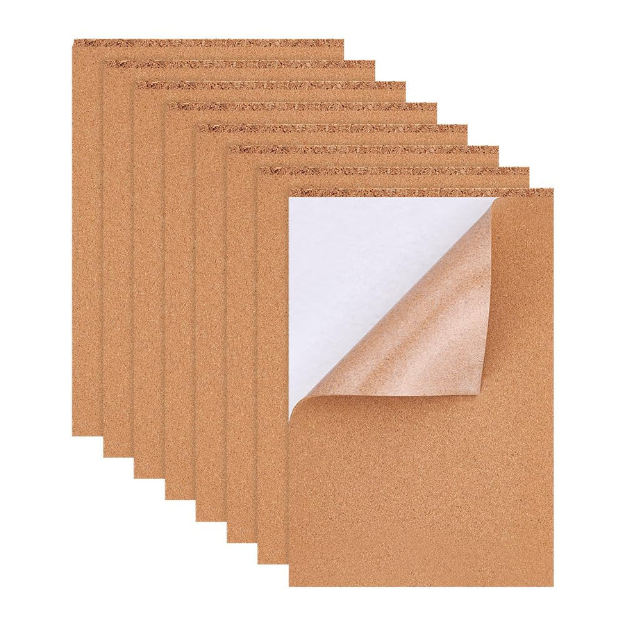 8 Pack 8.3 x 11.8 Self-Adhesive A4 Size Cork Sheets(2mm Thick) Rectangle Insulation Cork Backing Sheets for Coaster, Wall Decoration, Wedding Party DIY Crafts Supplies