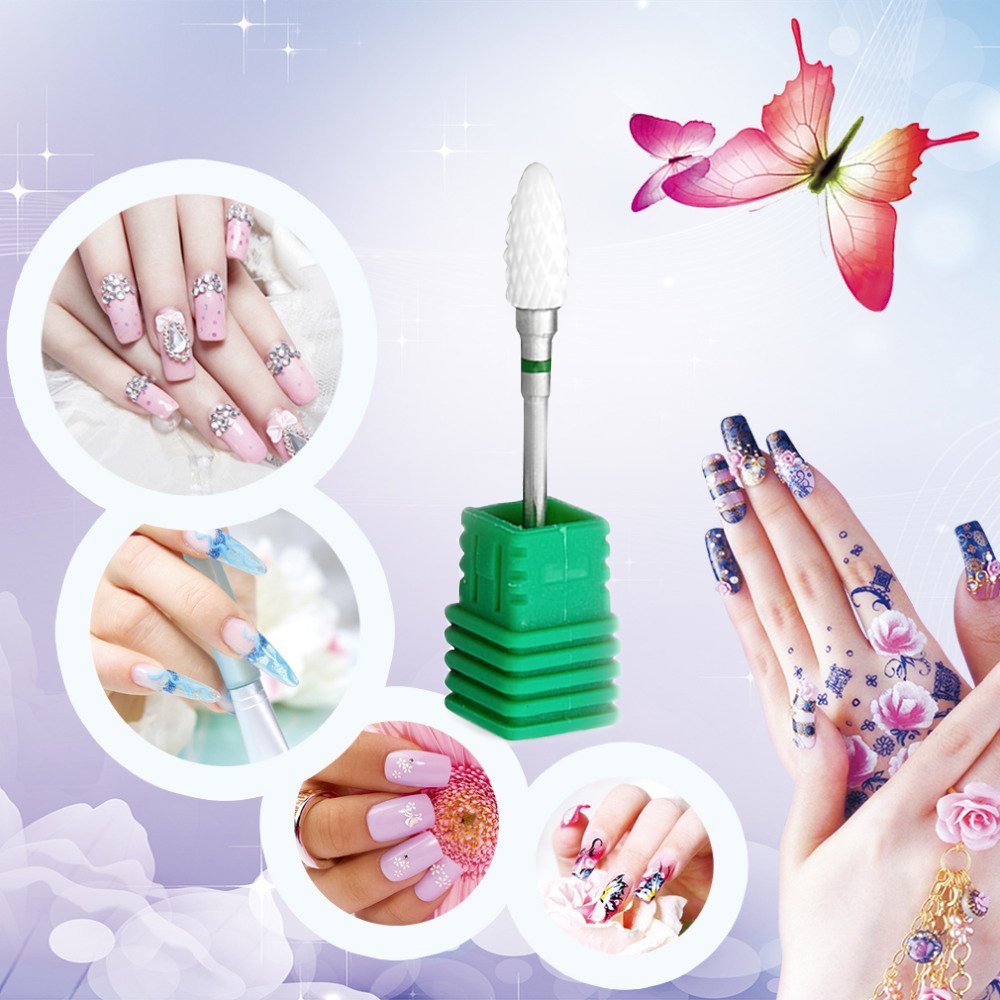 Professional Medium Flame Cuspidal Nail Drill Bit Polish Tools Ceramics Grinding Stone Head Electric Nail Drill Nail Art Machine