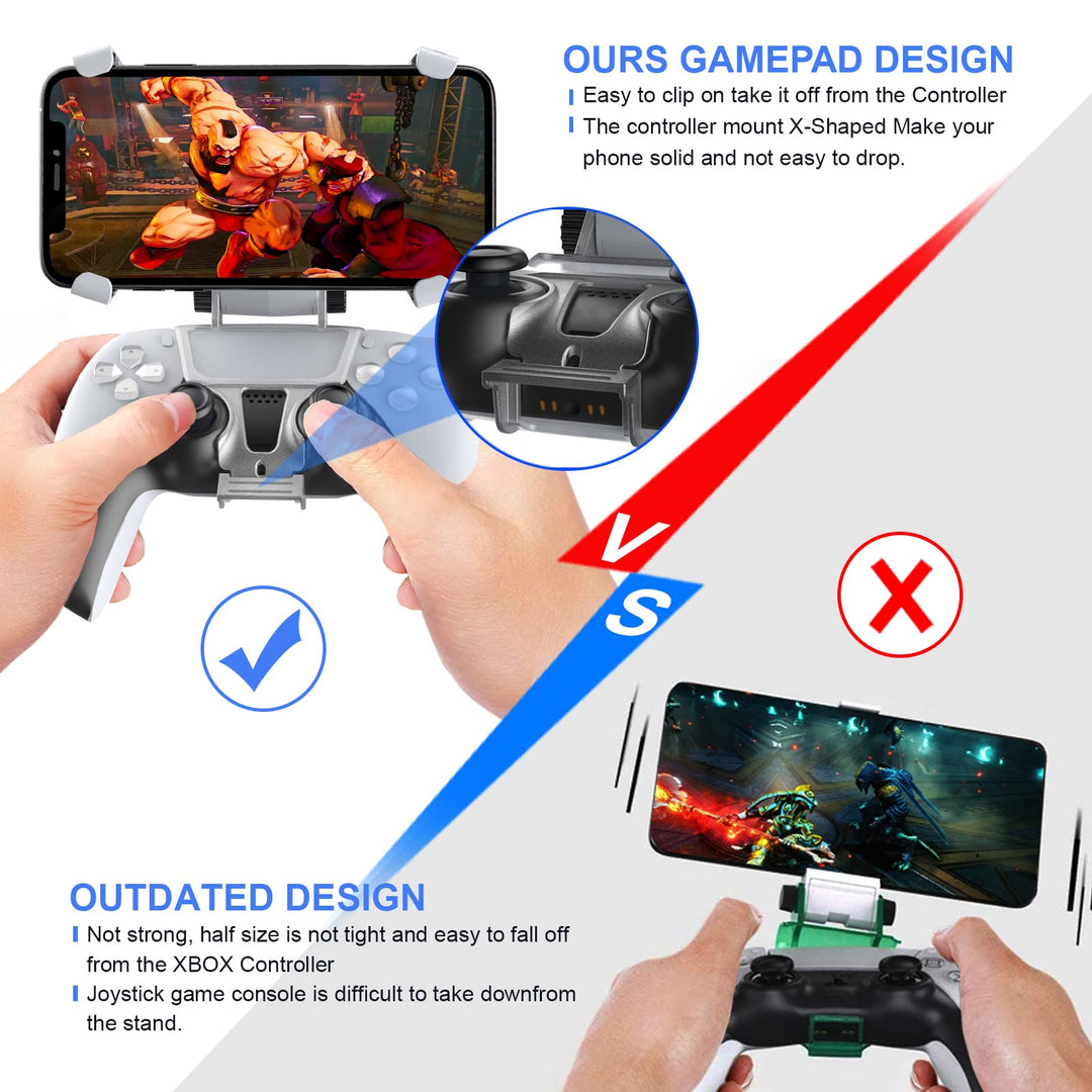 Dobe PS5 Controller Phone Mount, Mobile Phone Holder Clamp for PlayStation 5 Dualsense Controller Remote Play, Adjustable PS5 Phone Controller Gaming Clip