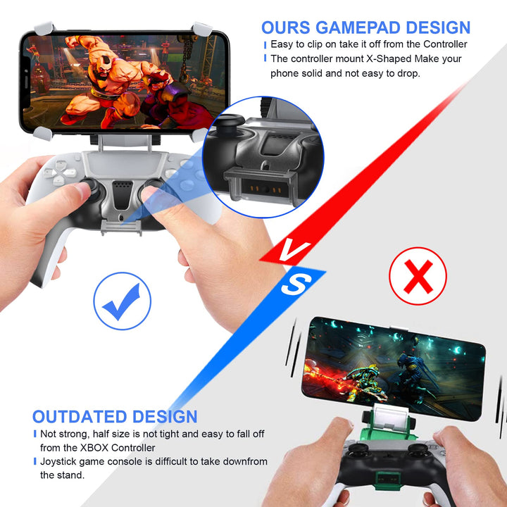 Dobe PS5 Controller Phone Mount, Mobile Phone Holder Clamp for PlayStation 5 Dualsense Controller Remote Play, Adjustable PS5 Phone Controller Gaming Clip