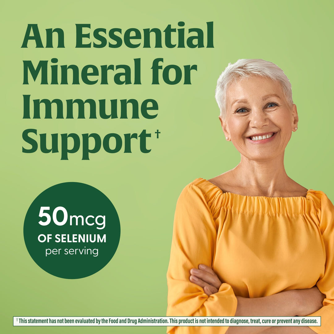 Selenium - Selenium 50 mcg - Supplement with Food & Herb Blend - Immune Support - Vegan, Non-GMO - Made Without 9 Food Allergens - 60 Tablets (60 Servings)