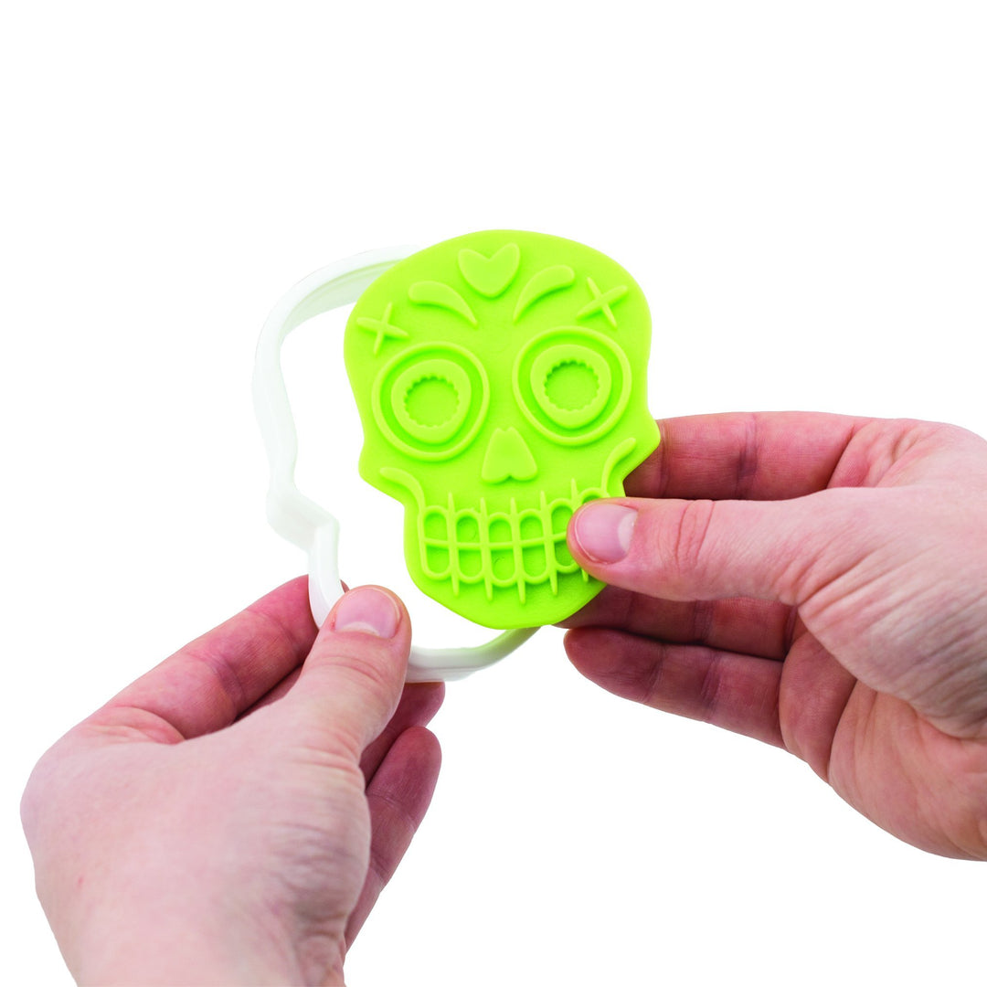 Sugar Skull Cutters Set of 3 for Making, Creating Professional Quality Day of the Dead Día de Los Muertos Themed Cookies, Baked Treats, Lime/White