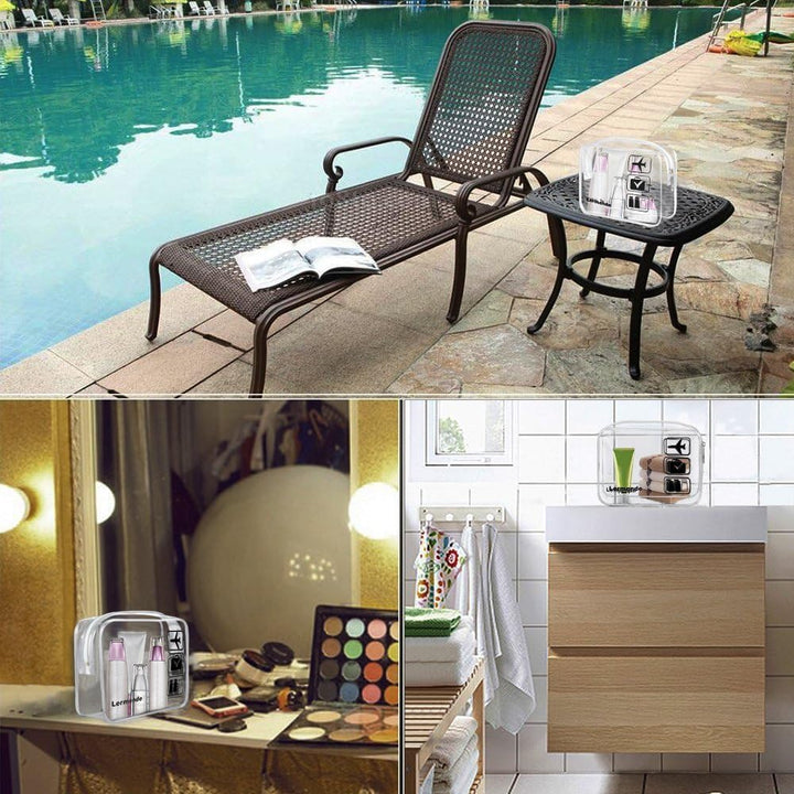 2pcs/pack Clear Toiletry Bag TSA Approved Travel Carry On Airport Airline Quart Sized 3-1-1 Compliant Bag Make-up Pouch Kit (Clear)