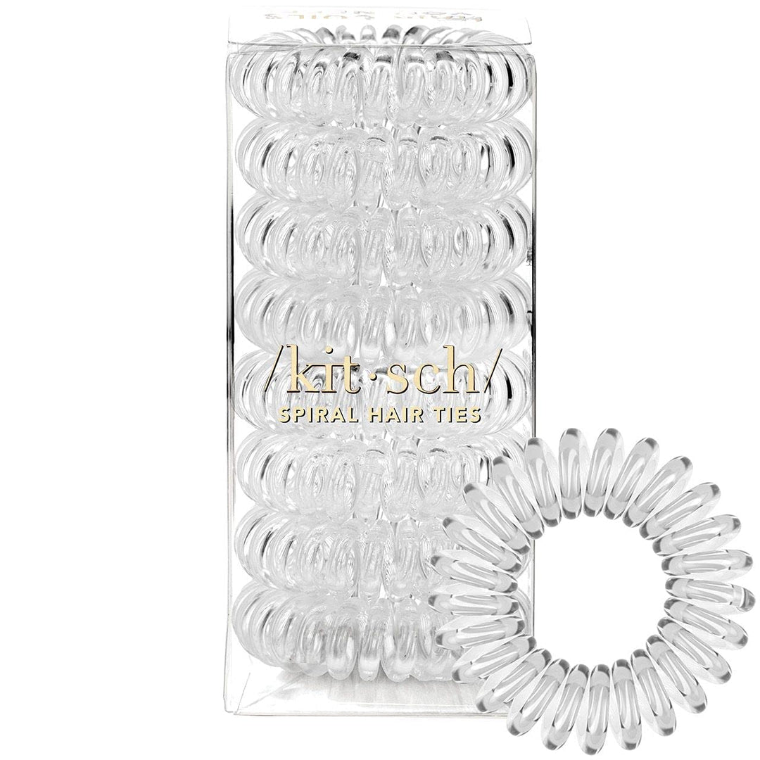 Kitsch Spiral Hair Ties, Coil Hair Ties, Phone Cord Hair Ties, Hair Coils - 8pcs, Transparent