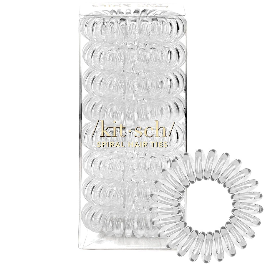Kitsch Spiral Hair Ties, Coil Hair Ties, Phone Cord Hair Ties, Hair Coils - 8pcs, Transparent