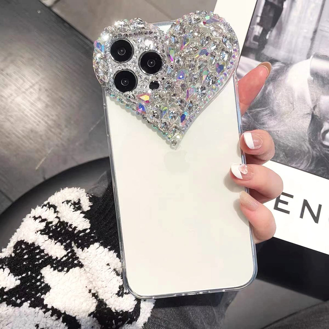 Compatible with iPhone 13 Pro Max case,Luxury Bling Rhinestone 3D Diamond Love Case Cute Glitter Sparkle Soft Silicone TPU Case Cover for Women Girls