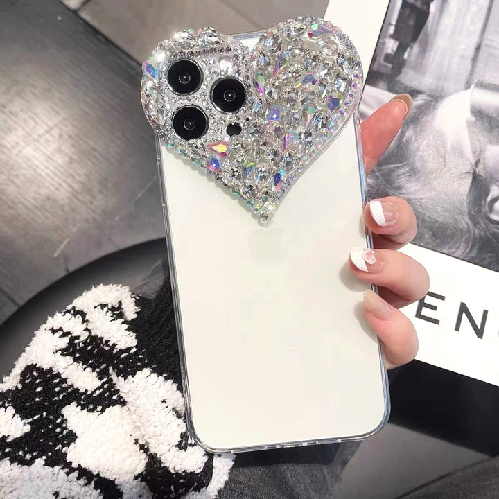 Compatible with iPhone 13 Pro Max case,Luxury Bling Rhinestone 3D Diamond Love Case Cute Glitter Sparkle Soft Silicone TPU Case Cover for Women Girls