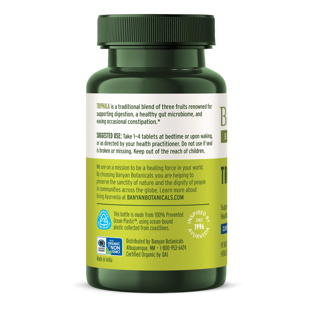 Triphala Tablets - Organic Triphala Supplement with Amla, Haritaki & Bibhitaki – For Digestion, Elimination & Healthy Gut Microbiome* – 90 Tablets – Non-GMO Sustainably Sourced Vegan