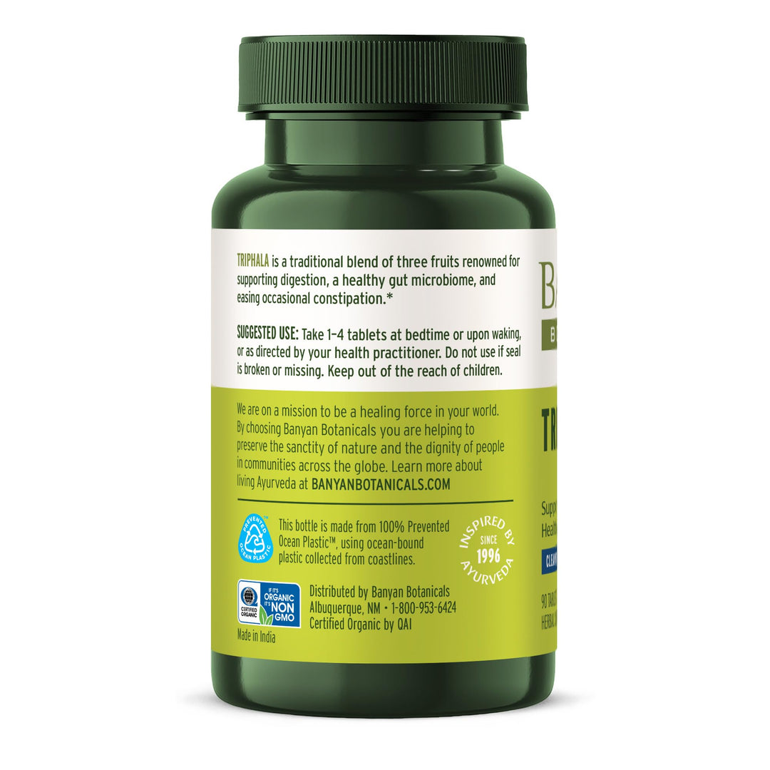 Triphala Tablets - Organic Triphala Supplement with Amla, Haritaki & Bibhitaki – For Digestion, Elimination & Healthy Gut Microbiome* – 90 Tablets – Non-GMO Sustainably Sourced Vegan