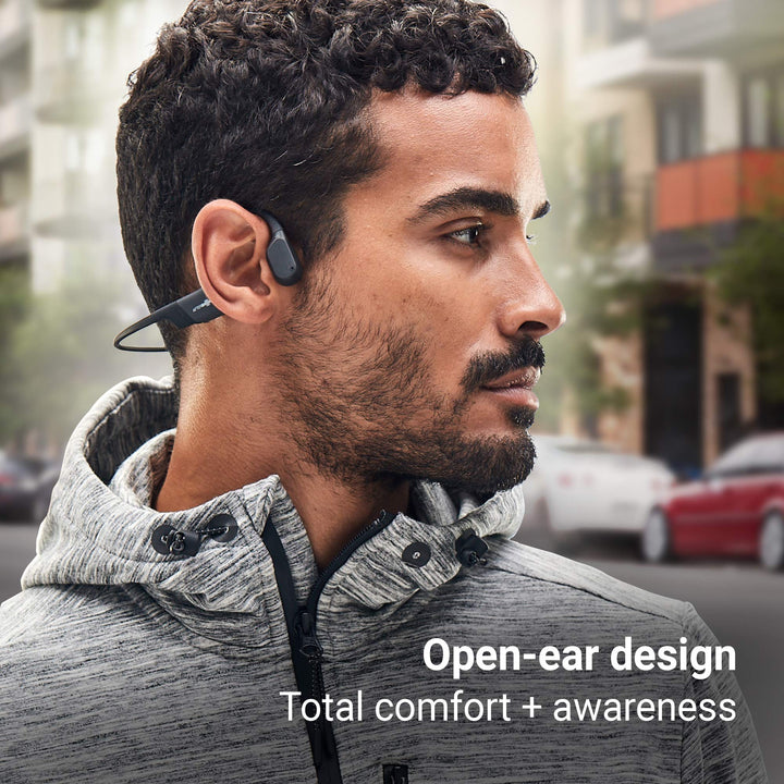 Aeropex (Rebranded as Shokz OpenRun) - Open-Ear Bluetooth Bone Conduction Sport Headphones - Sweat Resistant Wireless Earphones for Workouts and Running - Built-in Mic
