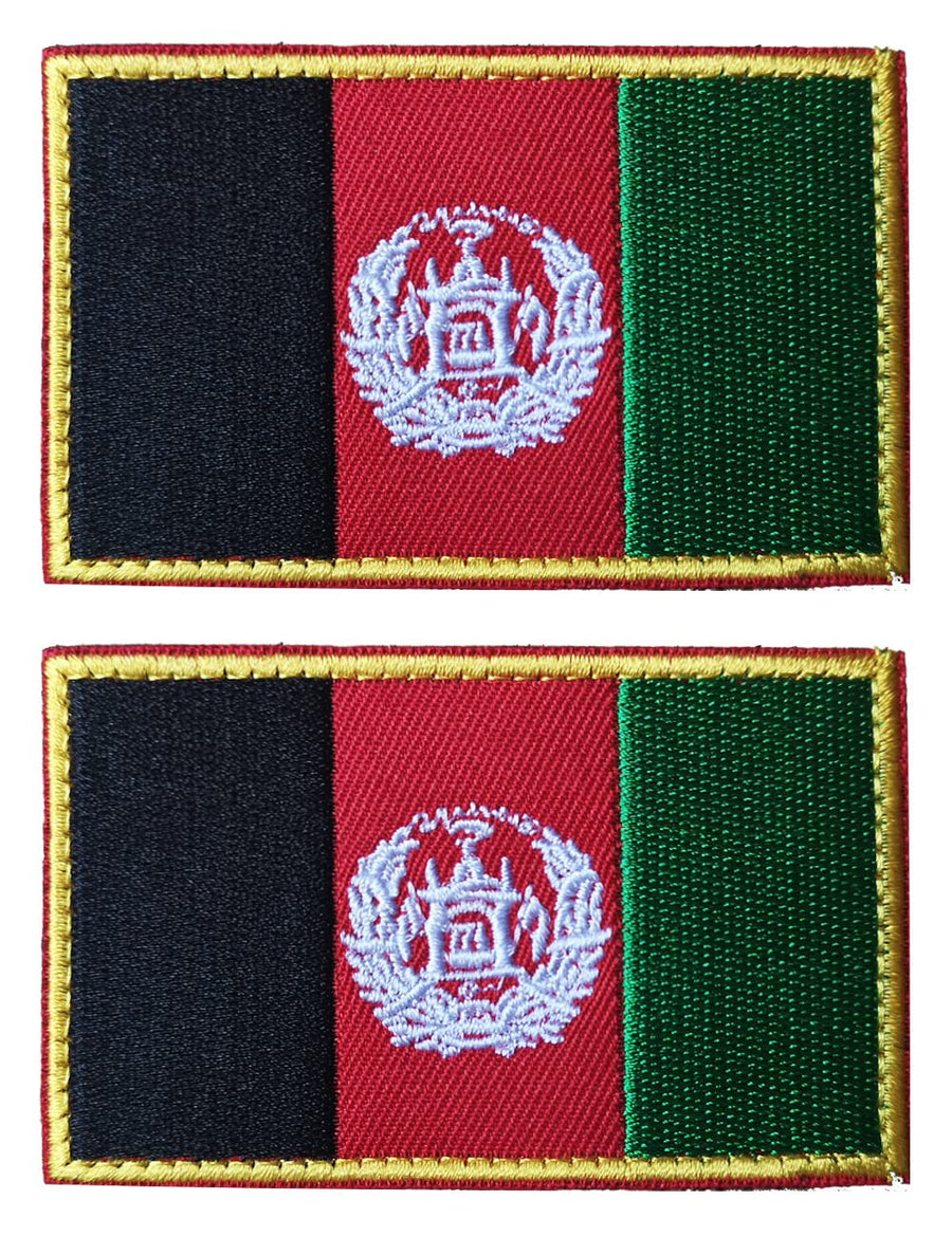 2 PCS Afghanistan Flag Patches Embroidered Tactical Military Morale Patch Applique Fastener Hook and Loop