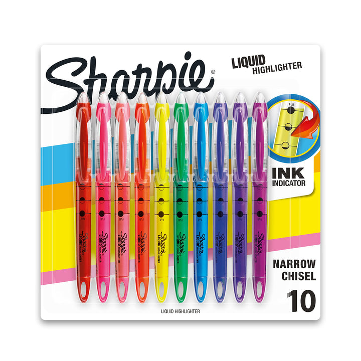 Liquid Highlighters, Chisel Tip, Assorted Colors, 10 Count, Full (24415)