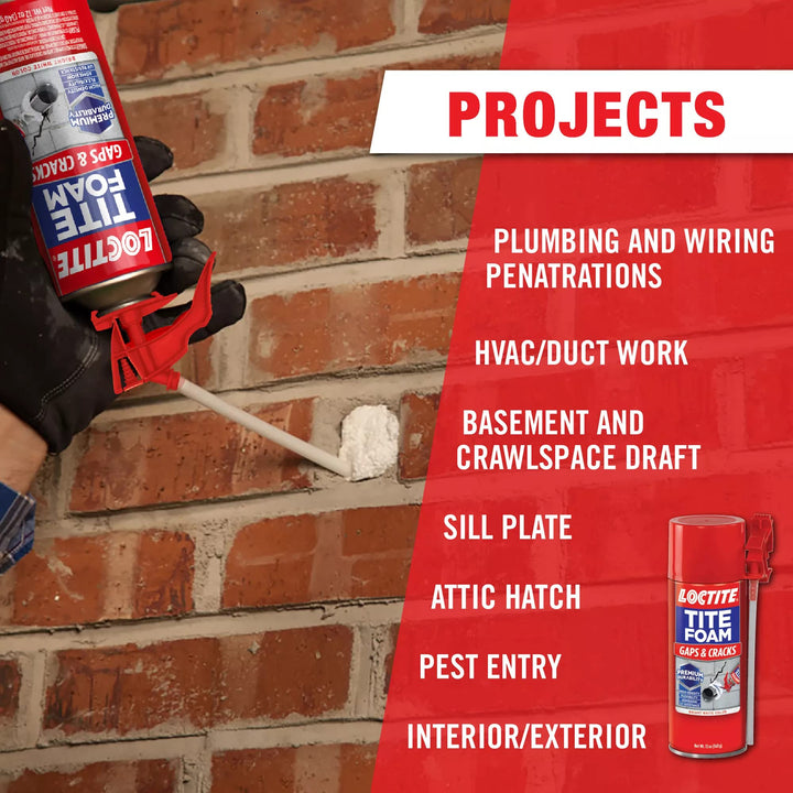 Tite Foam Gaps & Cracks Spray Foam Sealant, Polyurethane Expanding Foam Insulation - 12 fl oz Can, Pack of 1