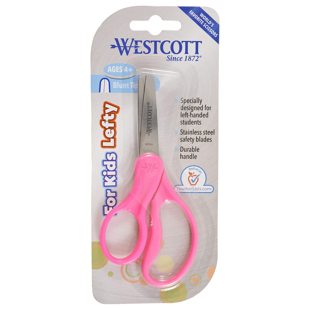 13594 Left-Handed Scissors, Hard Handle Kids' Scissors, Ages 4-8, 5-Inch Blunt Tip