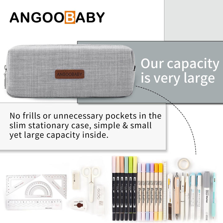 Small Pencil Case Student Pencil Pouch Coin Pouch Cosmetic Bag Office Stationery Organizer For Teen School-Grey Green