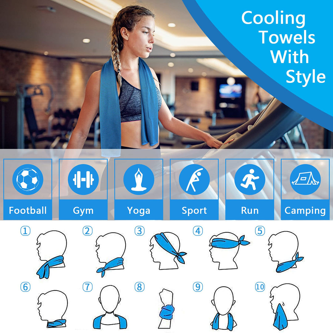 4 Packs Cooling Towels, Sweat Towel for Hot Weather Cold Breathable Soft Lightweight Chilly Face & Neck Rags for Sport, Gym, Beach, Camping, Hiking, Workout, Travel