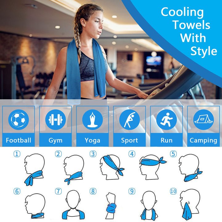 4 Packs Cooling Towels, Sweat Towel for Hot Weather Cold Breathable Soft Lightweight Chilly Face & Neck Rags for Sport, Gym, Beach, Camping, Hiking, Workout, Travel