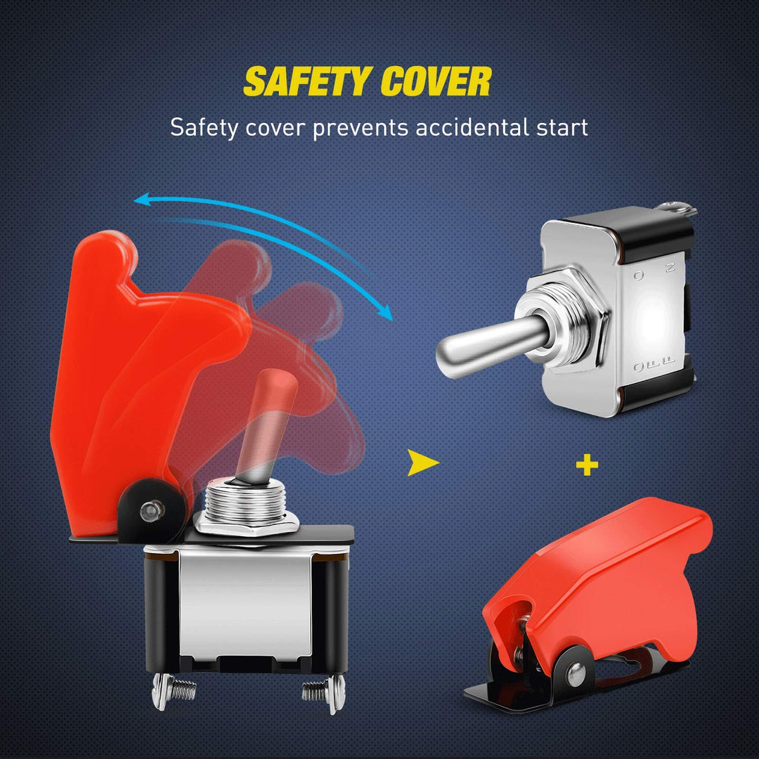 90014E Heavy Duty Rocker Toggle Switch 12V 20A Red Cover SPST ON/Off 2Pin Car Truck Boat-5 Pack