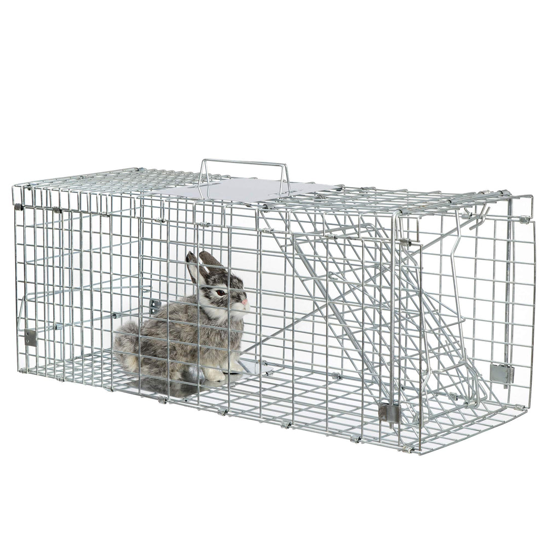 Live Animal Cage Trap 24x8.5x7.5'' Steel Humane Release Rodent Cage for Stray Cat, Rabbits, Squirrel, Mole, Gopher, Chicken, Opossum, Skunk, Chipmunks, Groundhog Squire Small AnimalsStyle