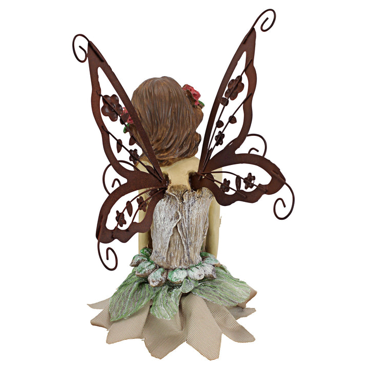 Fannie The Garden Fairy Sitting Statue, 12 Inch, Polyresin, Full Color