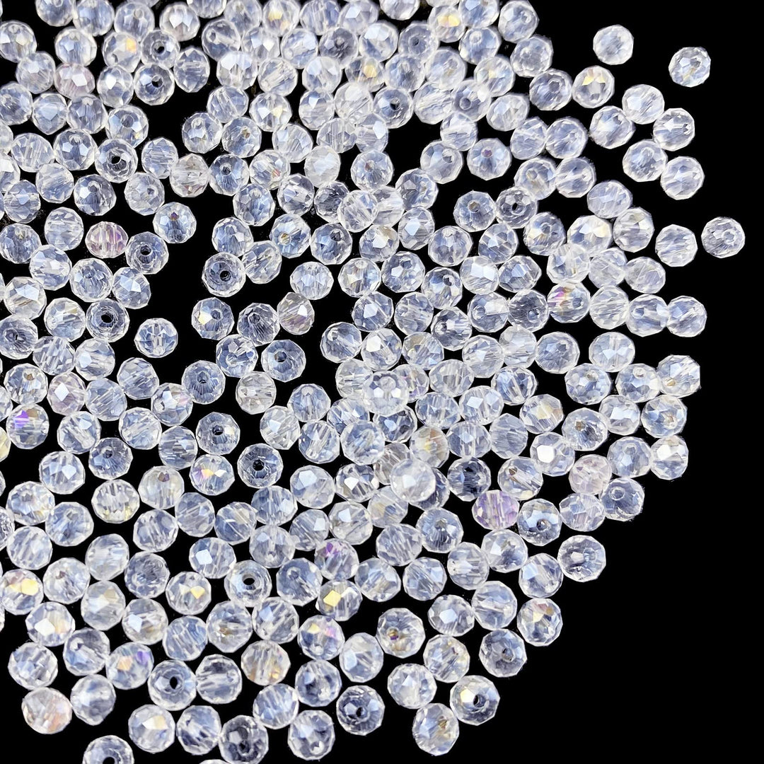 1000 Pcs 4mm Crystal Glass Beads Bulk Faceted Crystal Briolette Beads,Rondelle Crystal Beads for Bracelets Necklace Pendants Earrings Key Chains Jewelry Making,Light Pink AB