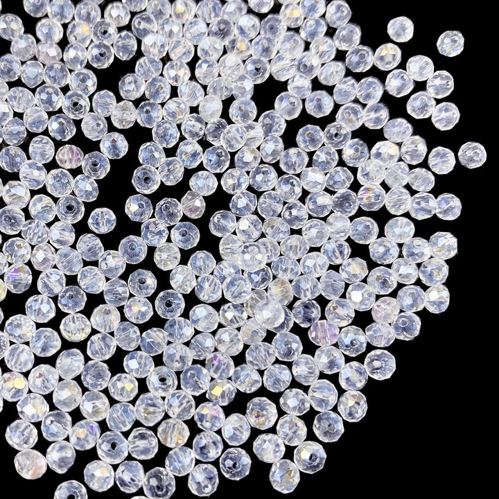 1000 Pcs 4mm Crystal Glass Beads Bulk Faceted Crystal Briolette Beads,Rondelle Crystal Beads for Bracelets Necklace Pendants Earrings Key Chains Jewelry Making,Light Pink AB