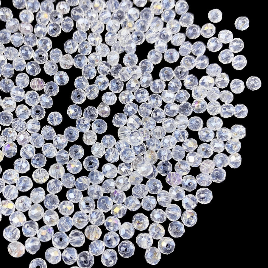 1000 Pcs 4mm Crystal Glass Beads Bulk Faceted Crystal Briolette Beads,Rondelle Crystal Beads for Bracelets Necklace Pendants Earrings Key Chains Jewelry Making,Light Pink AB