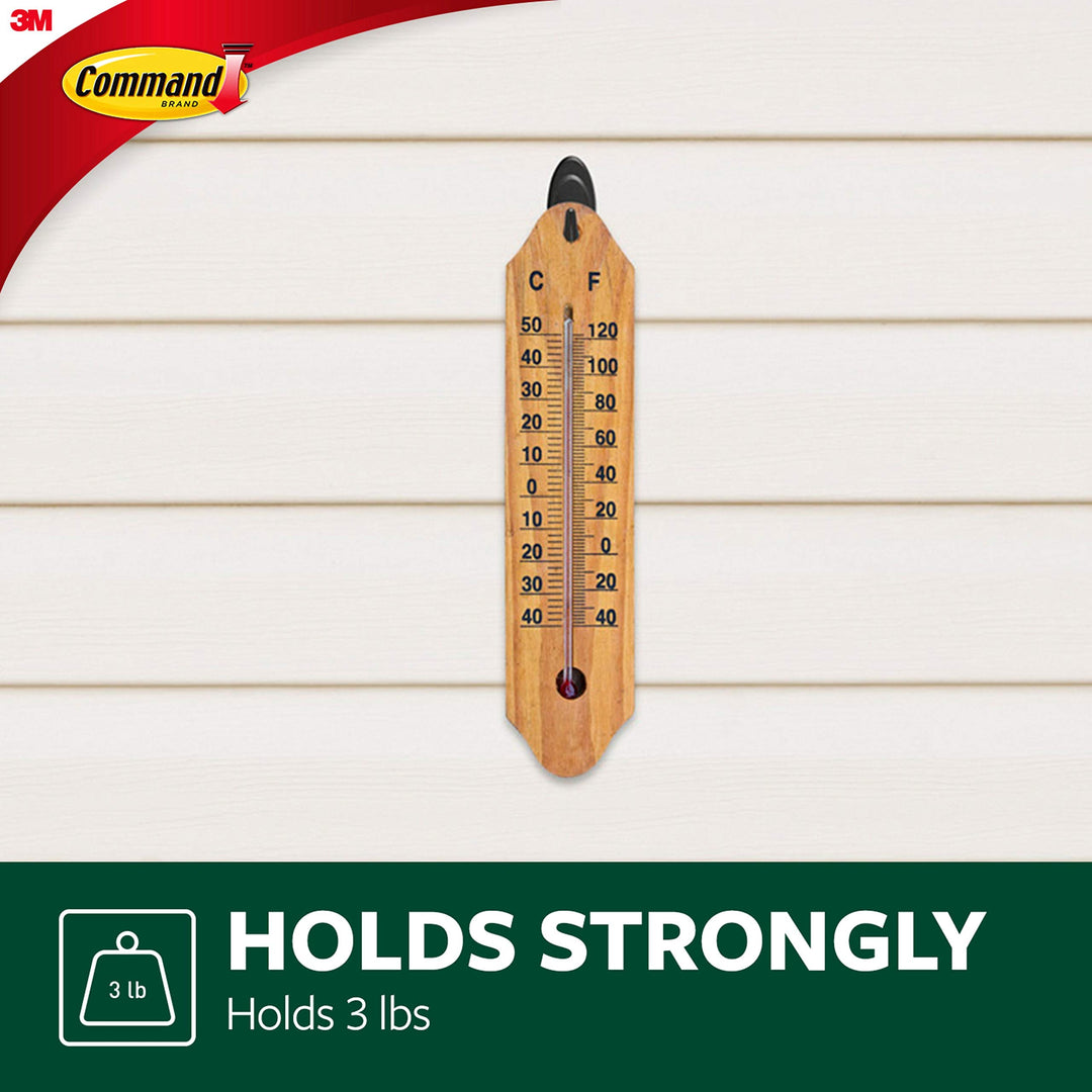 Outdoor Terrace Hooks, 2 Hooks and 4 Strips, Damage Free Hanging Wall Hooks for Hanging Christmas Decorations with Weather Resistant Strips, Holds up to 3 lb