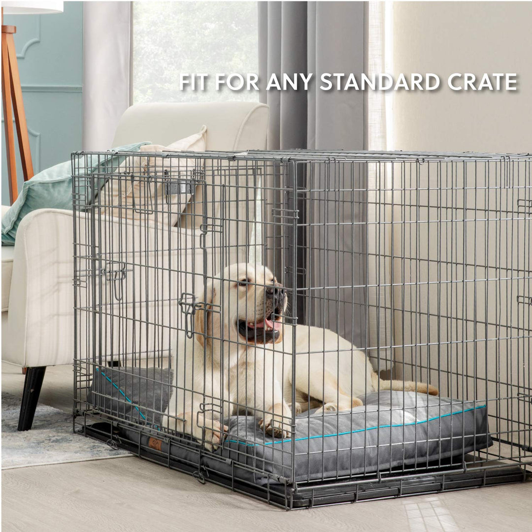 Waterproof Dog Beds for Large Dogs - 4 Inch Thicken Up to 80lbs Pet Mat Pillows with Removable Washable Cover, Grey