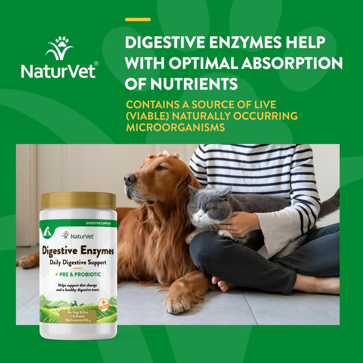 – Digestive Enzymes - Plus Probiotics & Prebiotics – Helps Support Diet Change & A Healthy Digestive Tract – for Dogs & Cats – 1 lb Powder